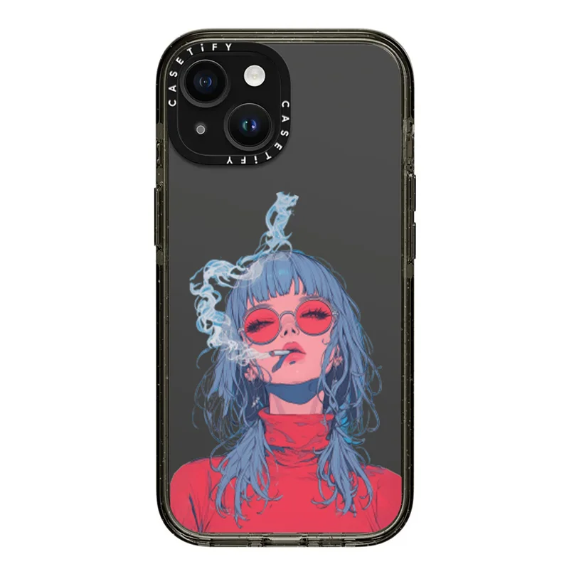 قاب شفاف موبایل سفارشی آیفون | blueRed girl (کد 0187)